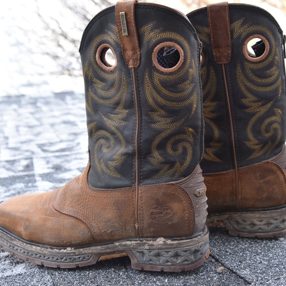 Georgia Boot Carbo-Tec 11" Steel Toe Pull on Cowboy Work boot Zipper Mens 8W - Picture 5 of 11